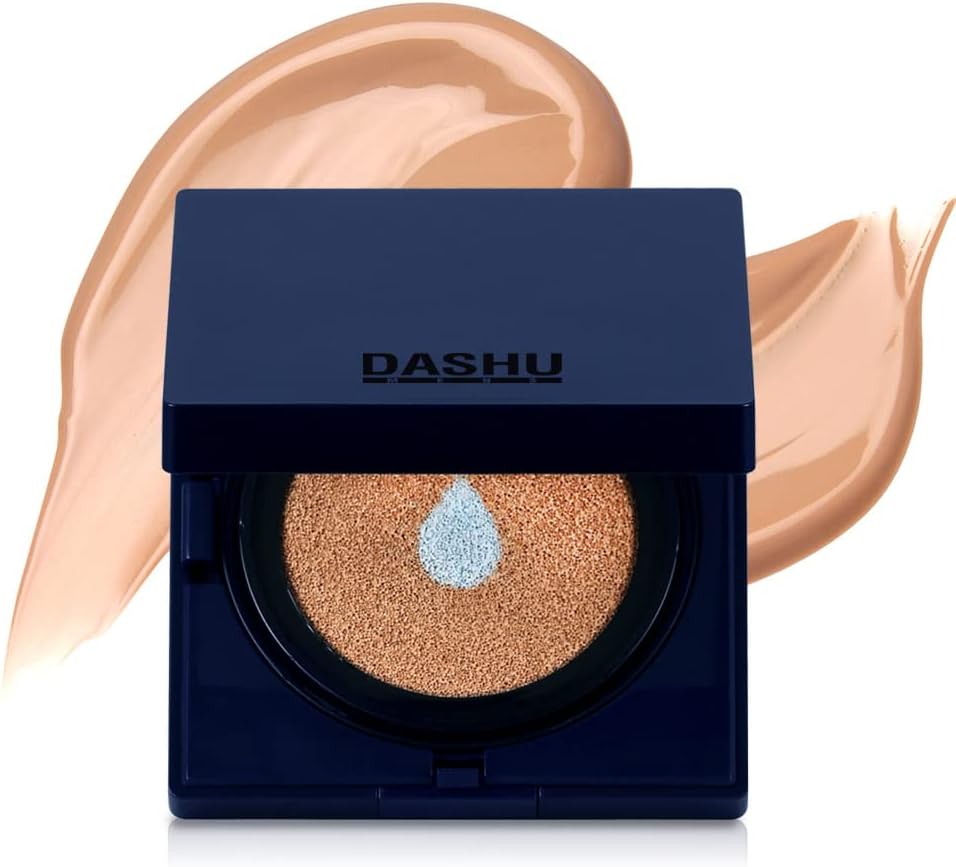 DASHU Men's Cushion, Foundation, Natural Skin Tone, Acne Scars, Pores, Bears, Blemishes, Coverage, Moisture-Fit, Primer, Concealer, BB Cream, Sunscreen