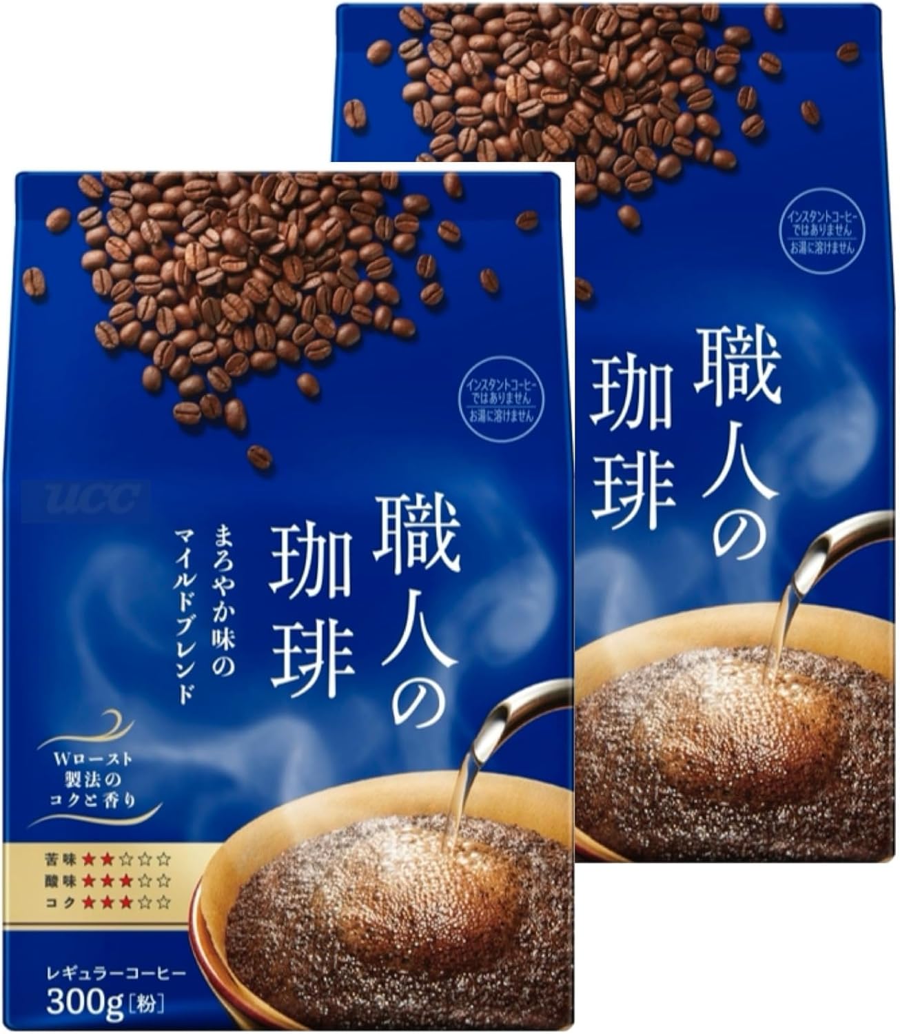 Powder Type 10.6 oz (300 g) x 2 Sets: Artisan Coffee, Mellow Flavor, Mild Blend, 10.6 oz (300 g) x 2, Regular Coffee, U CC Powder, Roasted, Ground Beans