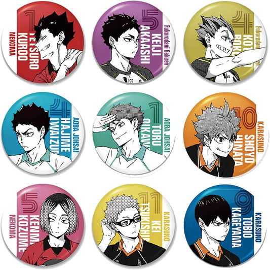 Set of 9, Popular Manga for Haikyuu!! Badge, Can Batch, Animation, Brooch, Mobile Q, Circular, Cute, Stylish, HD, Portable, Convenient, High School Students, Junior High School Students, Moe Goods,