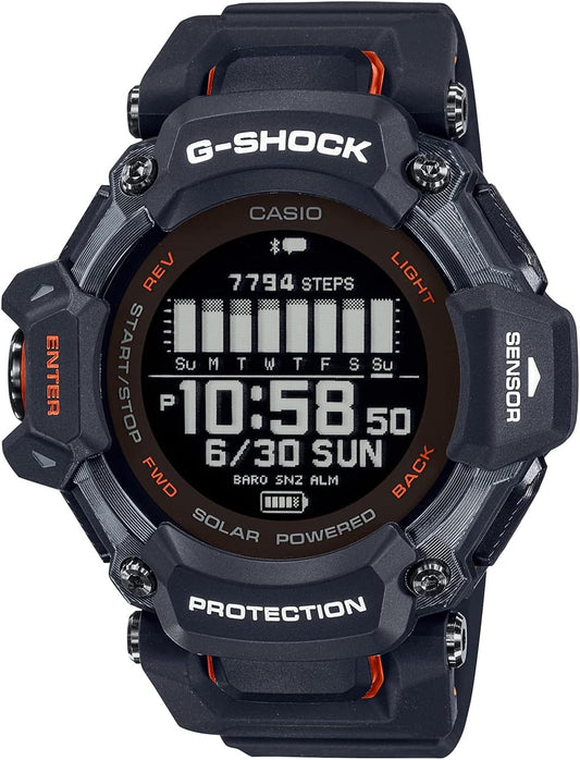 G Shock G-SQUAD GPS Sports Watch, Heart Rate Monitor, Bluetooth, black / orange, Smart