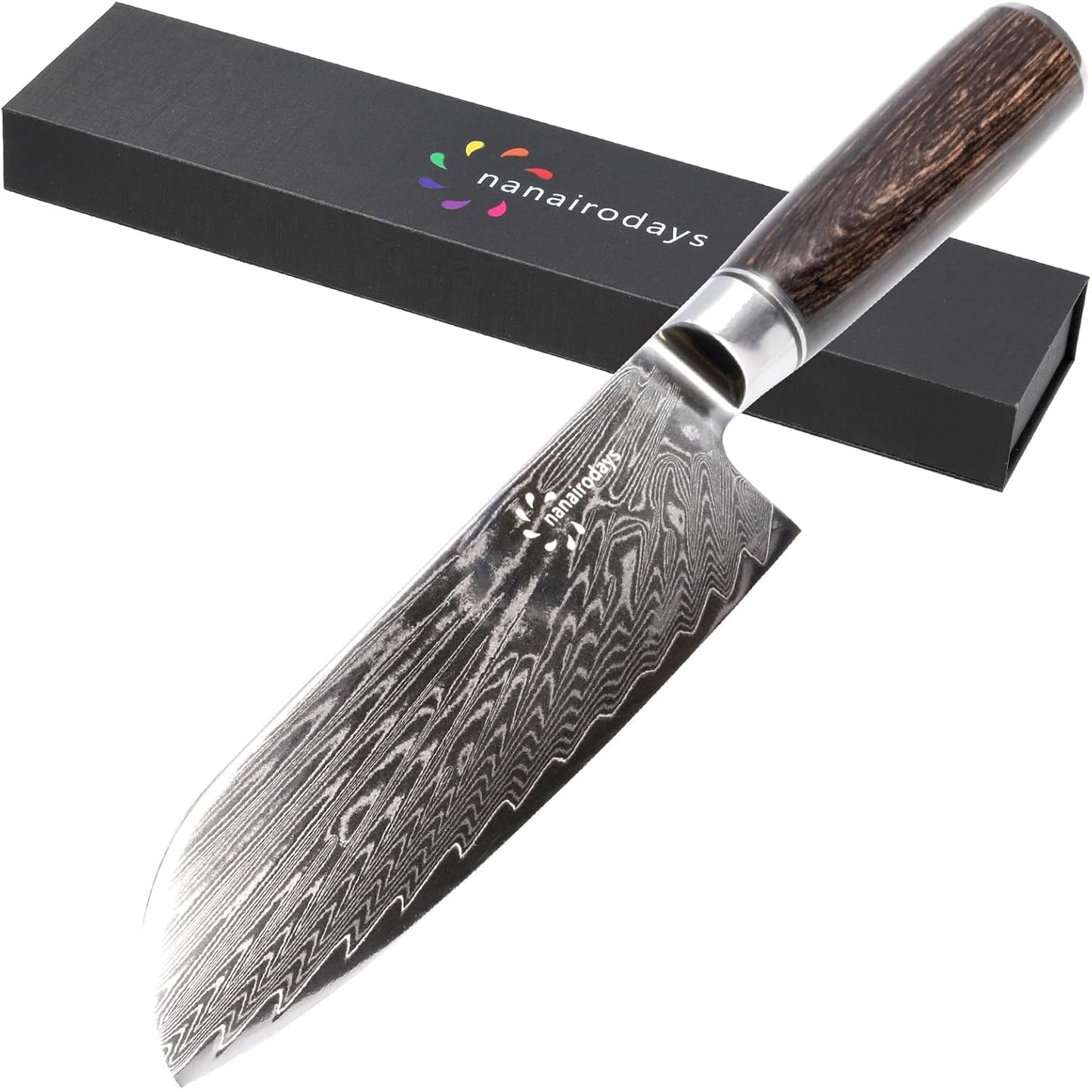 Santoku Knife, Blade Length: 7.1 inches (180 mm), Cookware, Cuts Good, Rust Resistant, Corrosion Resistant, Made in Japan, Super High Hardness VG10, Stylish, Elegant, Kitchen Utensils, Damascus Knife