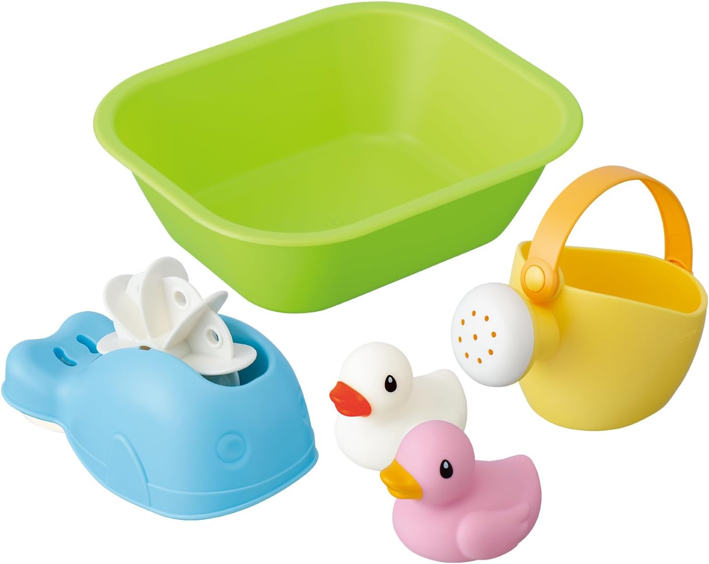 Toy Royal Soft Bath Deluxe Set (Water Play/Bath Play) Antibacterial Anti-Mold Treatment (Washbasin/Water Wheel/Watering Can/Duck Doll) Soft Material Pool Toy