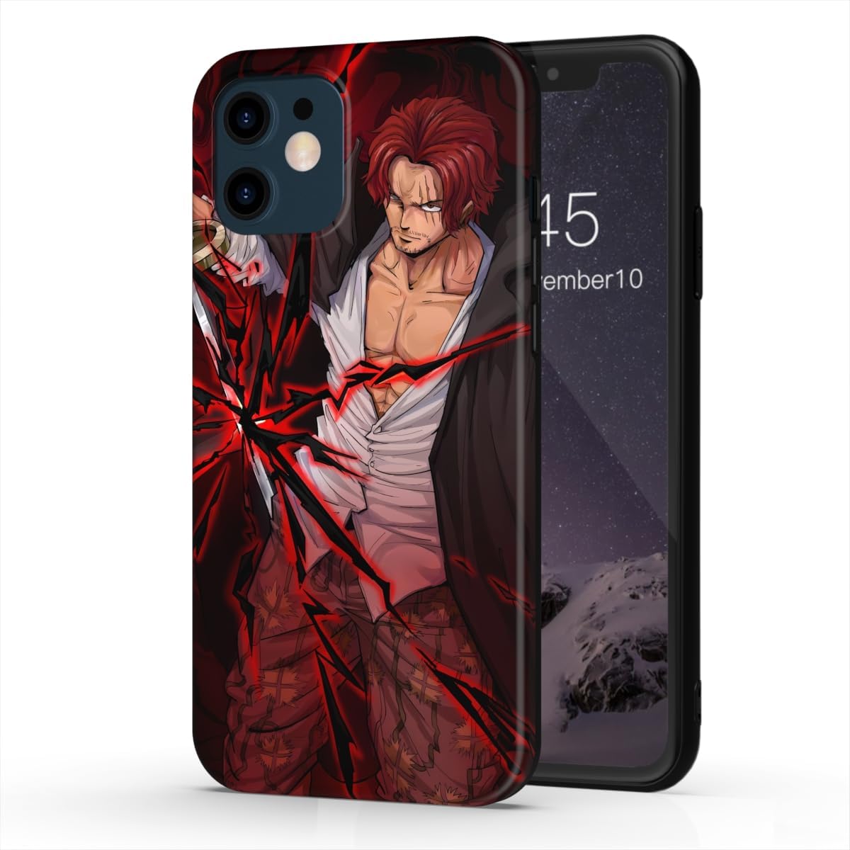 THE DREAMY LIFT iPhone Case Cover Anime Cartoon One Piece Red Hair Sanji Zoro Cool Clean Moe Popular Goods Smartphone Case (Shanks 2, iPhone 11)
