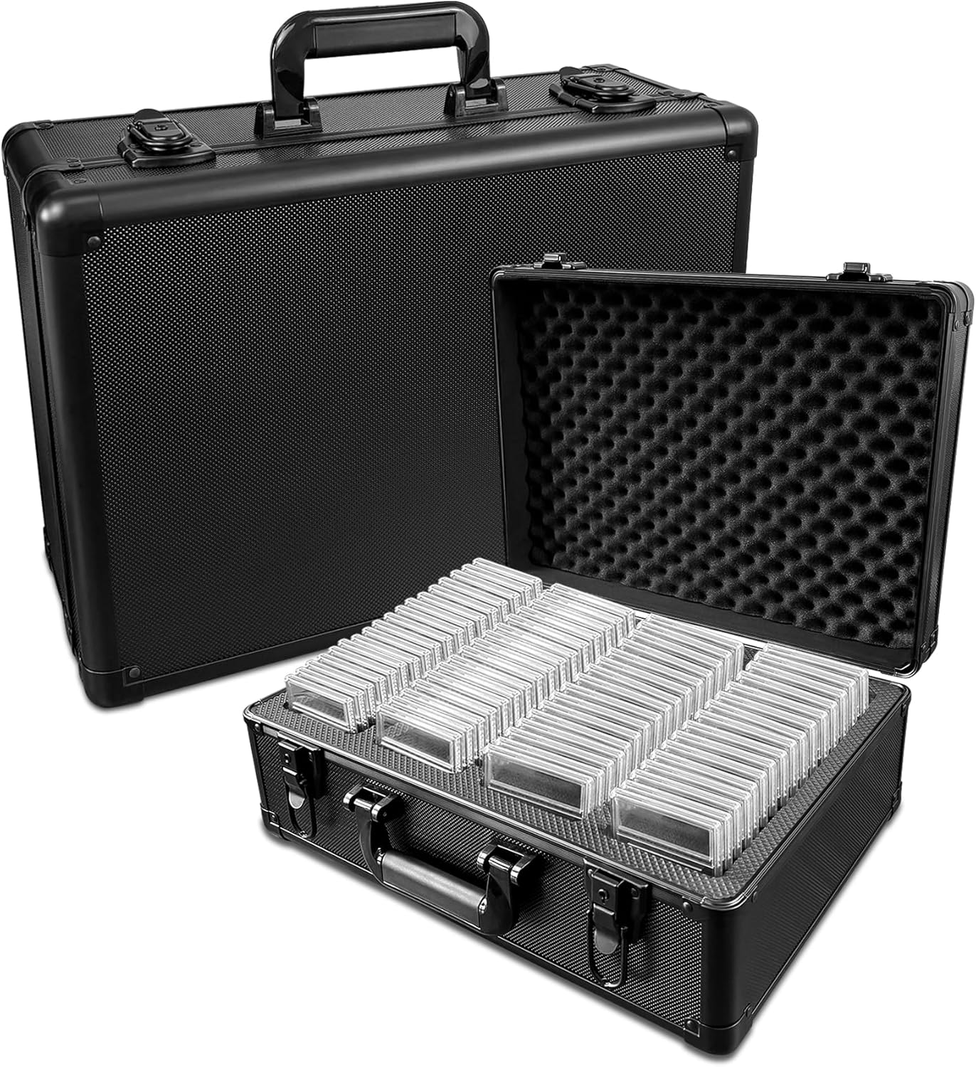 PSA BGS Storage Case Aluminum Alloy Deck Case [2025 Latest Upgrade] Screw Down Also Storable Large Capacity 152 PSA Loader Storage ars Authentication Magnetic Loader Case (Black, PSA