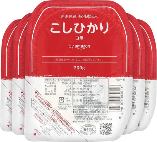 by Packed Rice, Niigata Prefecture Specially Cultivated Koshihikari Rice, 7.1 oz (200 g) x 5 Packs (White Rice)