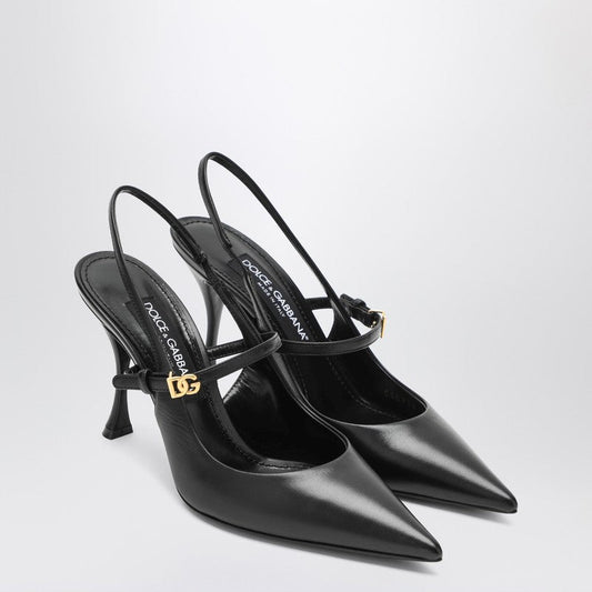 Dolce  Gabbana ドルチェ＆ガッバーナブラックレザースリングバック - Image 1