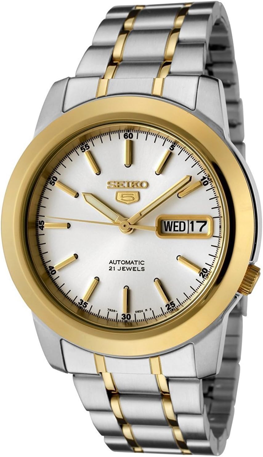 Seiko SNKE54 Men's Watch, 5 Automatic White Dial Two-Tone Stainless Steel, Bracelet Type