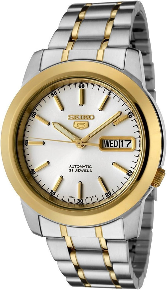 Seiko SNKE54 Men's Watch, 5 Automatic White Dial Two-Tone Stainless Steel, Bracelet Type