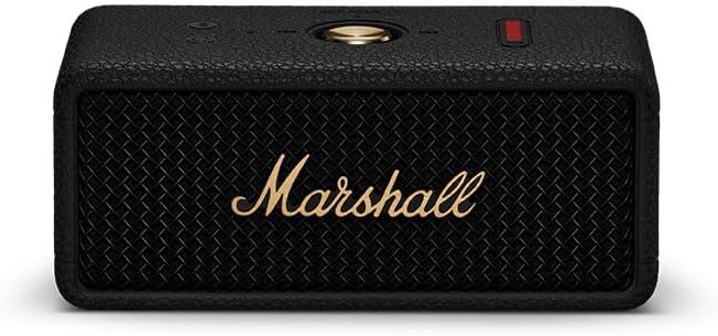 Marshall Wireless Portable Waterproof Speaker Emberton III Black & Brass Continuous Playback 32 Hours/IP67 Waterproof/Compact/Fast Charging [Domestic Genuine Product]