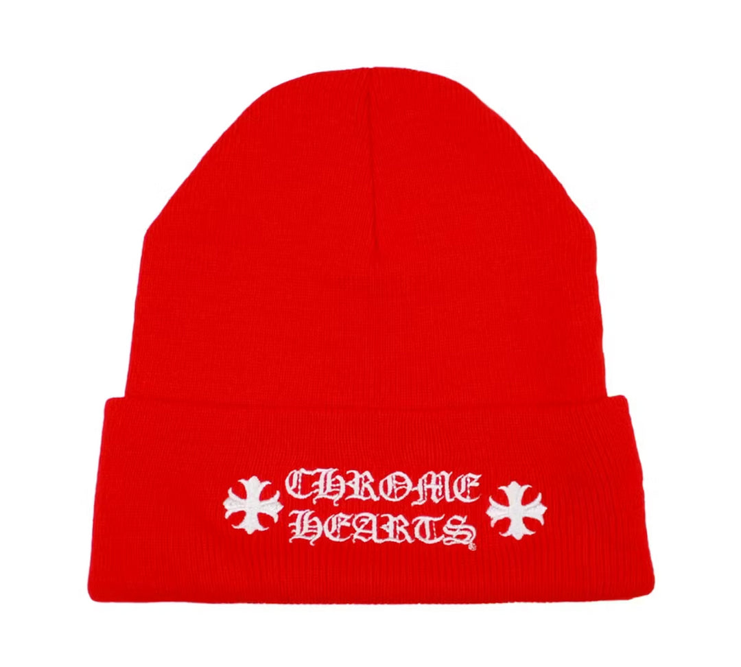 CHROME HEARTS CH 'WATCH CAP' RED BEANIE