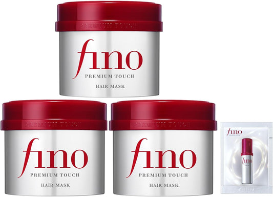 Fino Premium Touch Thick Serum Hair Mask, 8.1 oz (230 g) x 3 Pieces + Free Hair Care, Damage, Repair, Luster, Color Retention, Moisturizing