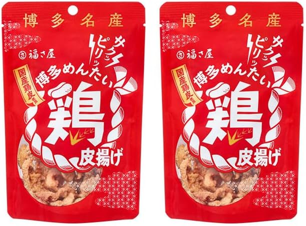 Hakata Mentai Chicken Skin, 1.4 oz (40 g), Hakata Specialty Snacks, Fukusaya, Spicy Mentai, Fukuoka, Souvenir, Gift, Father's Day, Middle Moto, Year's Day, Fukusaya (Set of 2)