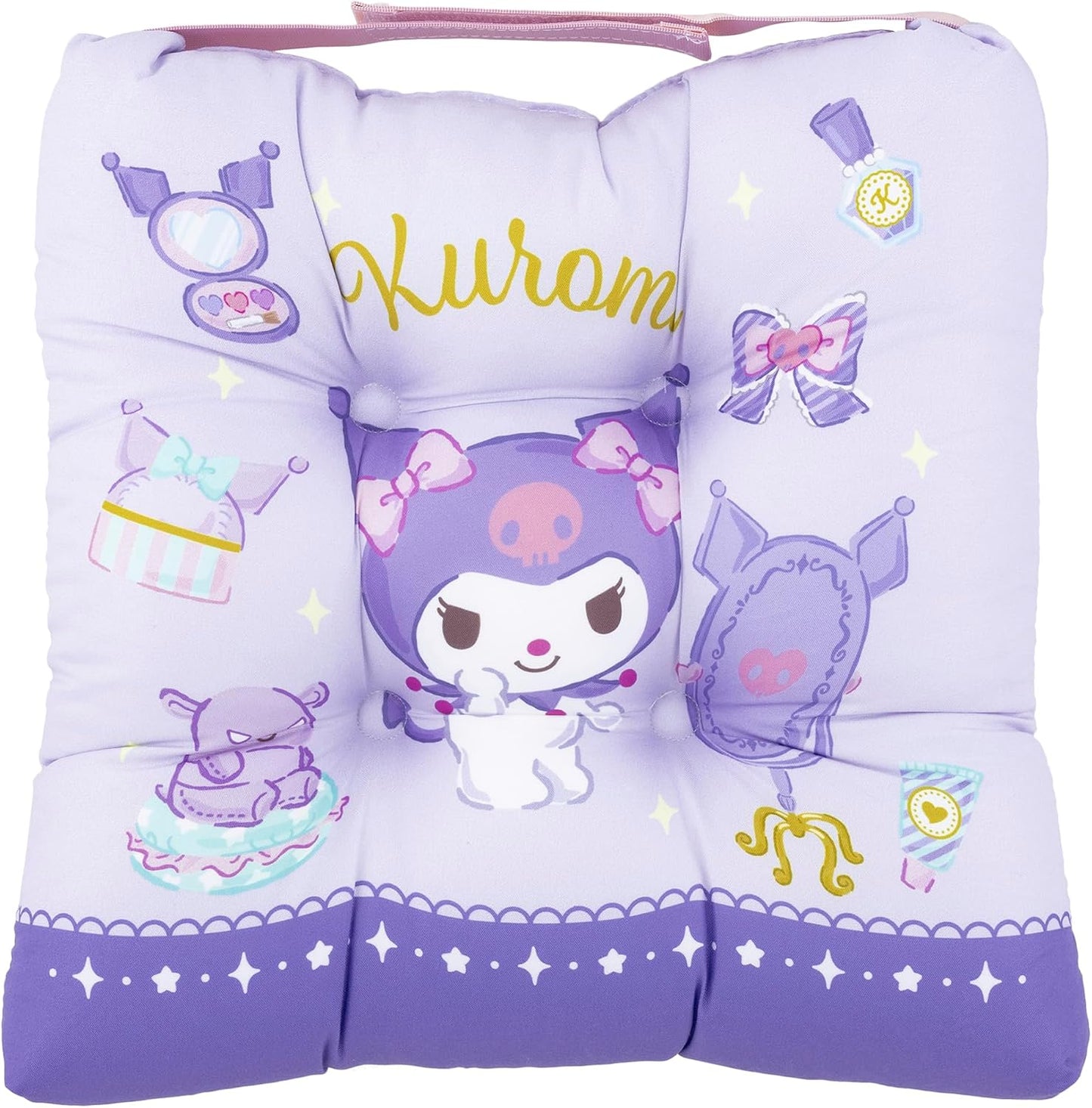 MORIPiLO Chair Seat Cushion, Kuromi, Sanrio Characters School Cushion, Purple, 11.8 x 11.8 x 2.8 inches (30 x 30 x 7 cm), Does Not Hurt Your Buttocks, Thick, School, Kindergarten, Children's Goods