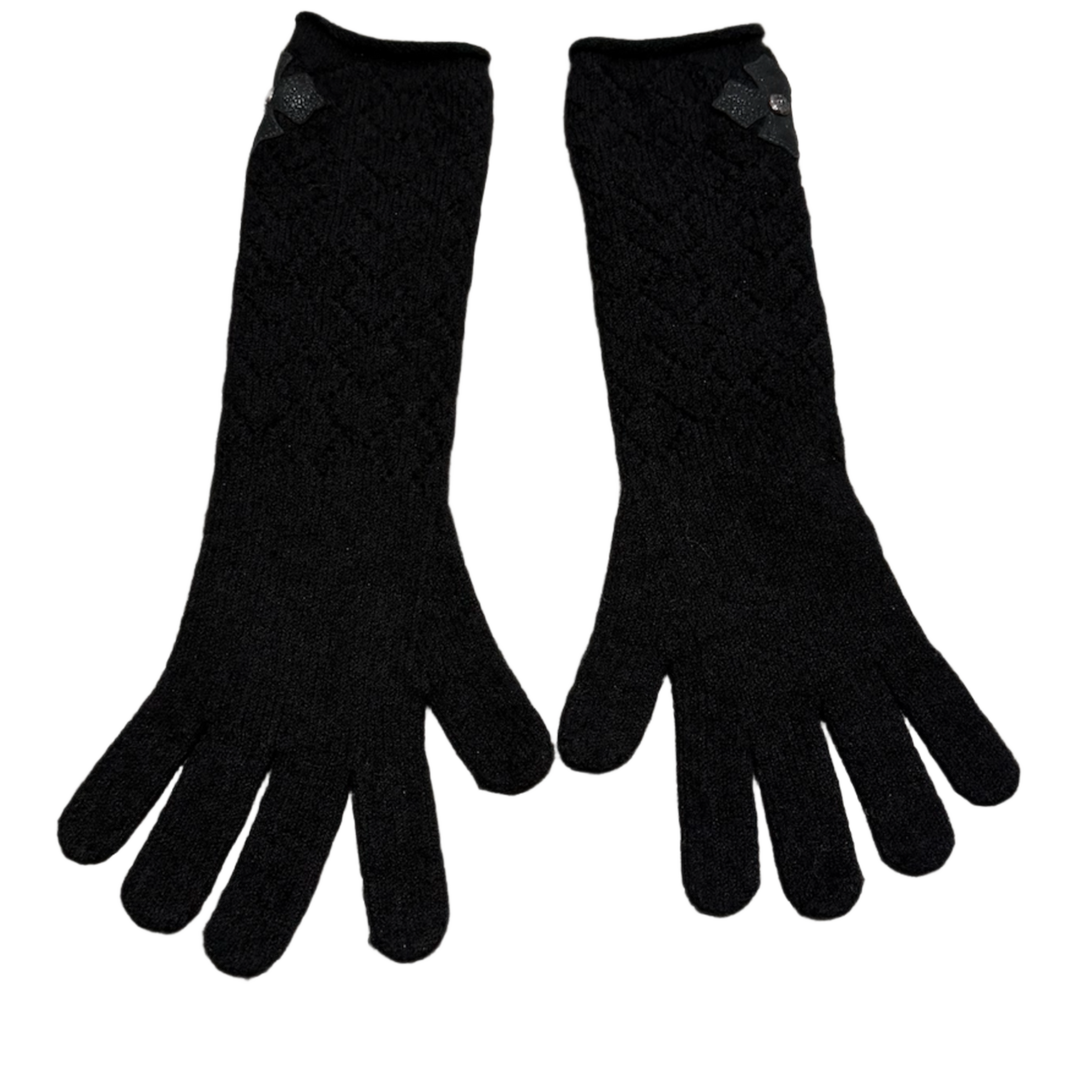 CHROME HEARTS 'CROSS PATCH SILVER LACE LONG GLOVES