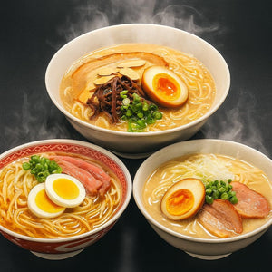 ramen noodle Ramen Noodle Tonkotsu Ramen Food Comparison Set (3 Types / 6 Servings) with Garlic, Miyazaki of Soy Sauce Pork Bones, Kagoshima with Black Pig Extract, Local Series [Dry Noodles, Soup, Emergency Food, Instant Food