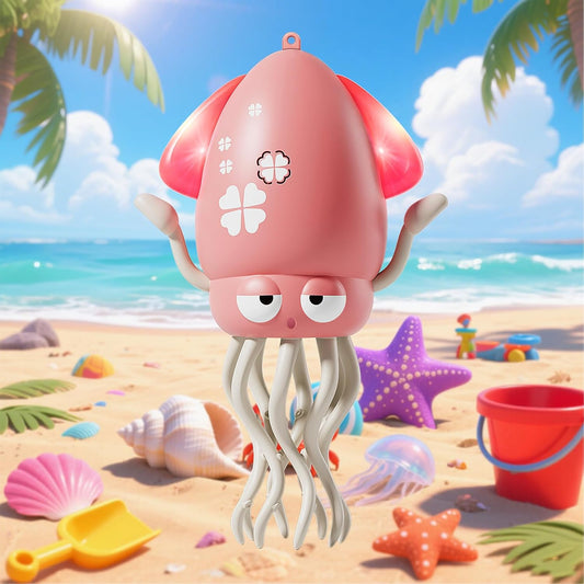 Squid Toy Octopus Dancing Baby Toy Moving Educational Toy with Music & LED Light Automatic Obstacle Avoidance Gift for Kids Catch Baby Attention (Pink)