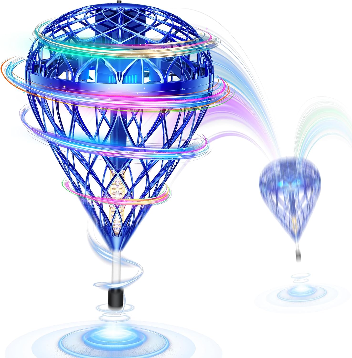 Gimama Magic Flying Ball Pro "Floats, Bounces, Playable with Hands and Feet Latest Model Toy" Flying Ball Educational Toy with LED Light Drone Toy for Children Christmas Gift Popular Gift (Blue)