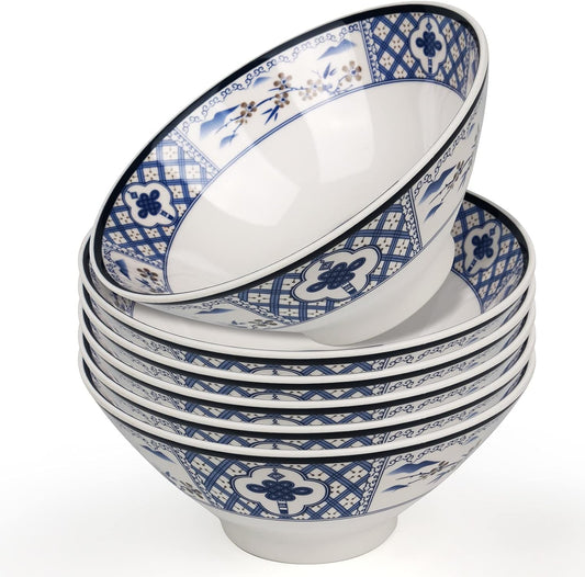 Japanese Ramen Bowl, Instant Ramen Bowl, For Udon, Buckwheat, Fo, Noodles, Breakfast, Melamine Material, Soup Bowl, Melamine Ramen Bowl, Plastic Ramen Bowl, Soup Bowl (Color: 6 sets/White, Size: 7 inches)