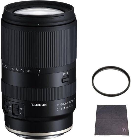 Tamron 18-300mm F/3.5-6.3 Di III-A VC VXD for Canon RF Mount [B061R] with Lens Filter & Wrap Cushion Set