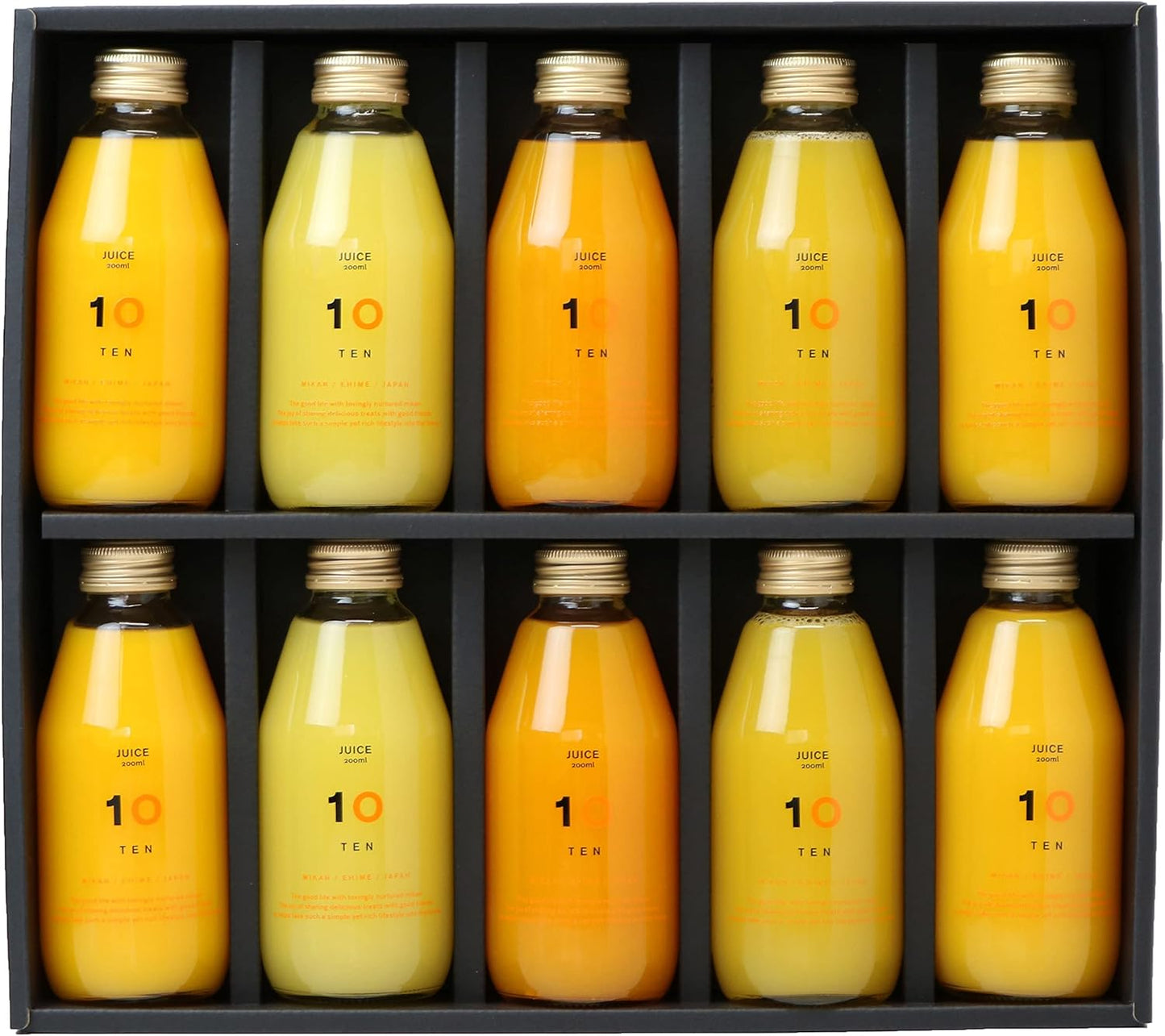 TP561GI 10FACTORY Gift Ehime Mandarin Juice, Ehime Mikan, 100% Juice, 10 Bottles (6.8 fl oz (200 ml), Set of 10 Types, Boxed, Wrapped, Compatible with Iron Paper, Tote Bag Included, High Quality, No Additives, Made in Japan, For Home Celebrations