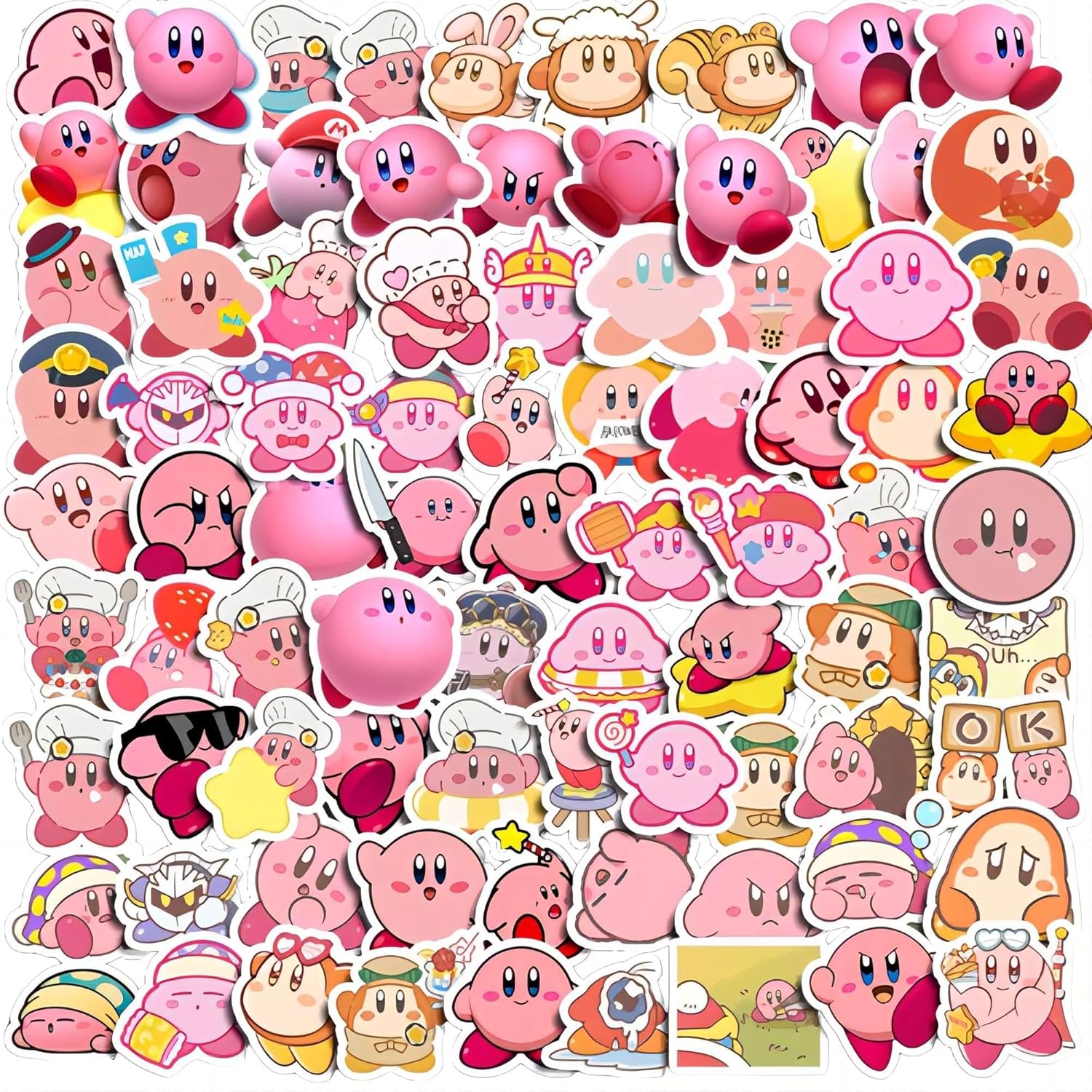 Kirby Sticker Collection Sticker Set, Anime, Cartoon Stickers, Cute, Notebook, Children's Seal, Waterproof PVC Stickers, Character Goods, Popular, Pictures, Gift, DIY Decoration, Letter, Mobile Phone