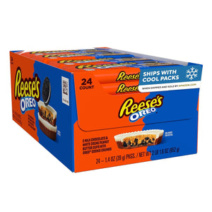 REESE'S OREO - Tazas de chocolate con leche y crema blanca de mantequilla de maní, paquetes de dulces, 1.4 onzas (24 unidades)