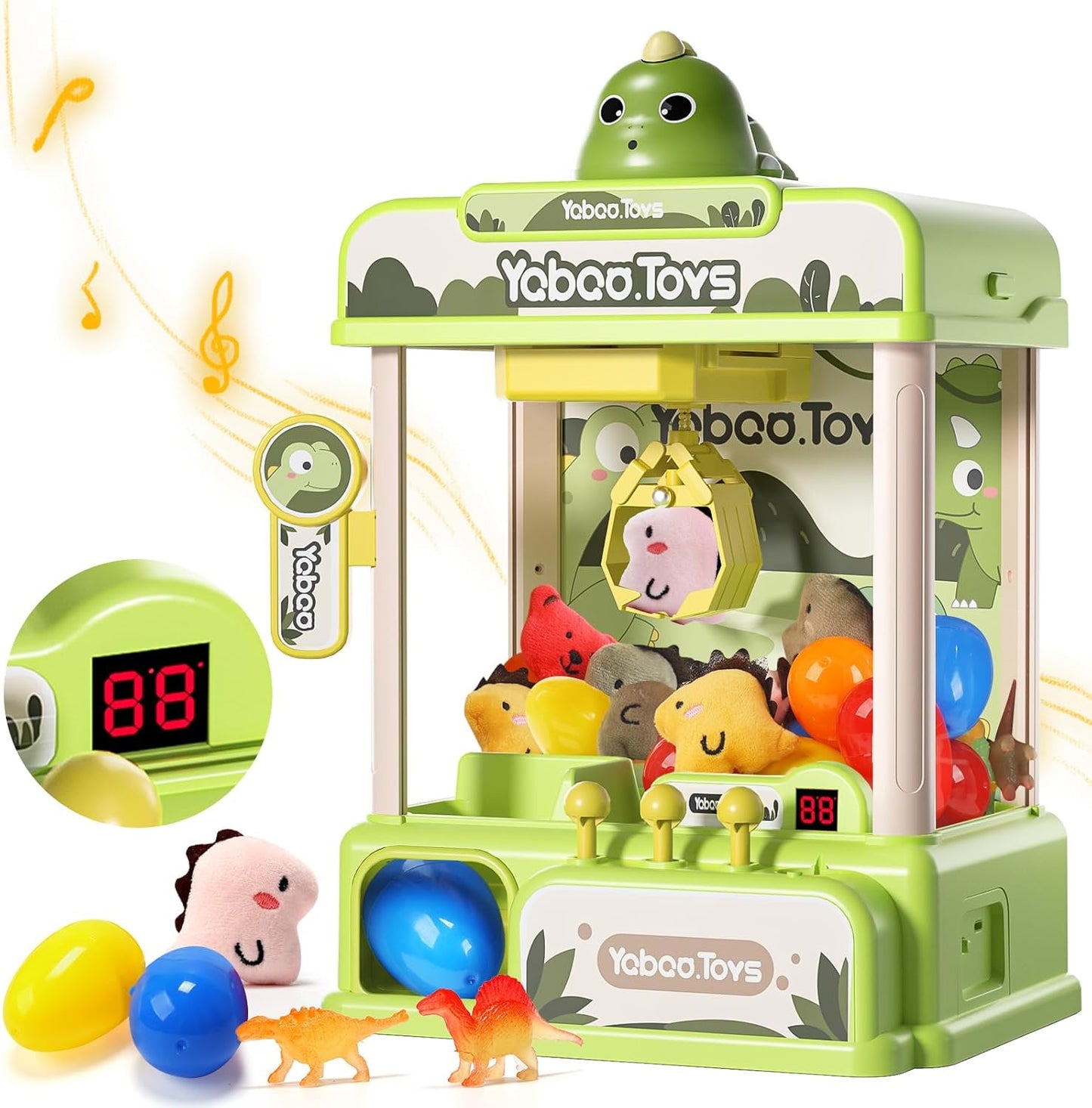 Crane Game Toy, Skirfy Educational Toy, Dinosaur Design, Ambient Music, Coin-operated, Strong Grip, USB Rechargeable, Battery Operated, Tabletop Game, Toy, Dinosaur, Figure, Plushie, Capsule, Prize