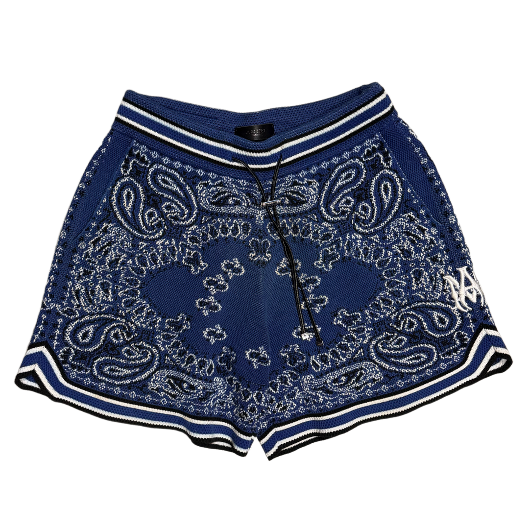 AMIRI 'BLUE PAISLEY' KNITTED SHORTS