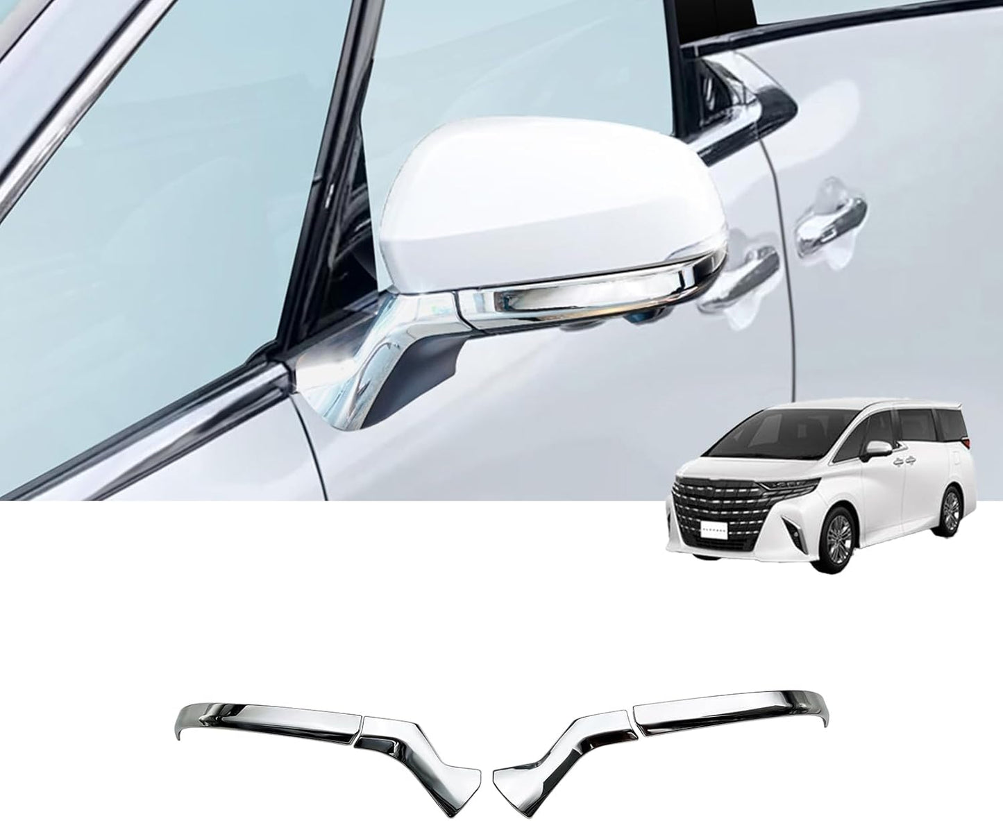 [GIKAKU] New Alphard 40 Series Vellfire 40 Series Accessory Parts Door Mirror Garnish Garnish Door Mirror Cover Exterior Custom Parts Vehicle Specific Design STYLE 2 (Bright Silver)