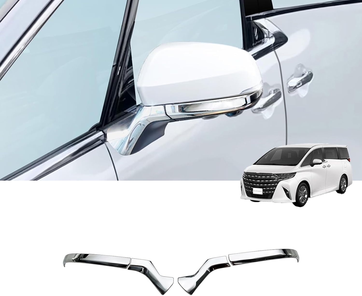 [GIKAKU] New Alphard 40 Series Vellfire 40 Series Accessory Parts Door Mirror Garnish Garnish Door Mirror Cover Exterior Custom Parts Vehicle Specific Design STYLE 2 (Bright Silver)