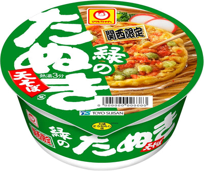 Red Fox Maru-chan Green Raccoon Tensoba, Kansai (3.6 oz (101 g) x 12 Pieces, Kansai Limited Cup Noodles, Kansai Style Tsuyu / Scallions, Cup Buckwheat, Small Shrimp Ten, Kamaboko (Kamaboko) Buy Box