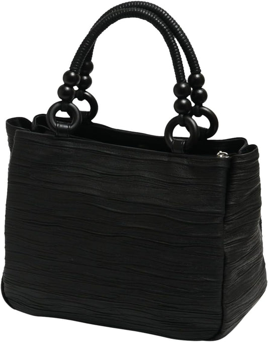 Hasegawa Pleated Processed Kimono Western Style Handbag (Red, Gray, Black) M/S Made in Japan