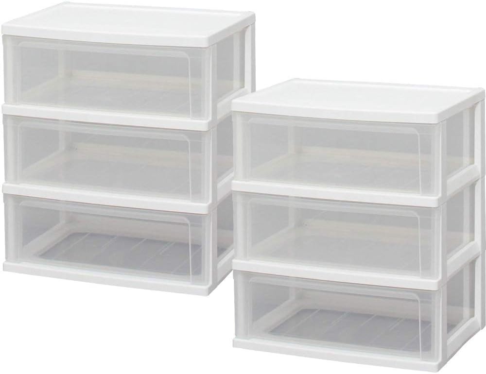 Iris Ohyama W-543 Chest Wide (Set of 3 Tiers x 2 Pieces) Made in Japan, Finished Product Width 21.3 x Depth 15.7 x Height 24.6 inches (54 x 40 x 62.5 cm), Plastic Top Plate