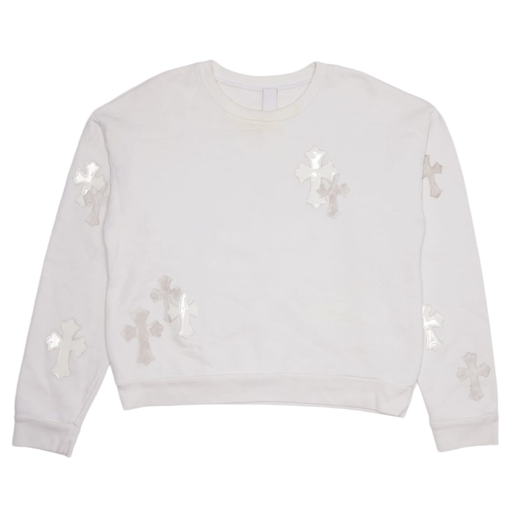CHROME HEARTS 'TRIPLE WHITE' CROSS PATCH CREWNECK