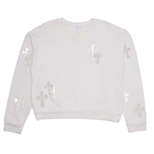 CHROME HEARTS 'TRIPLE WHITE' CROSS PATCH CREWNECK