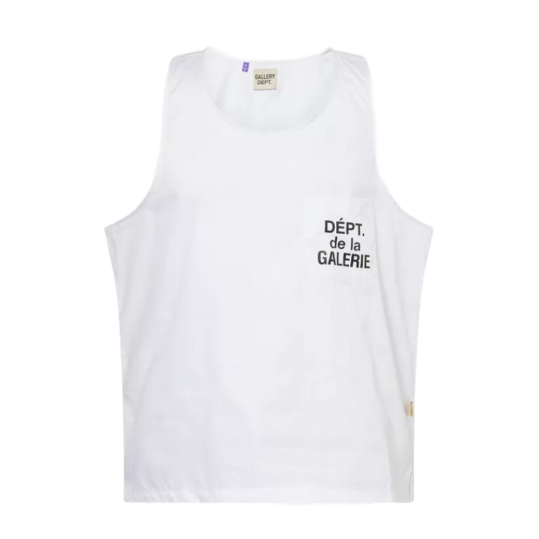 GALLERY DEPT. 'WHITE'BLACK LOGO' POPLIN TANK TOP