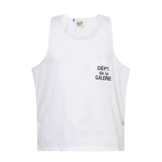 GALLERY DEPT. 'WHITE'BLACK LOGO' POPLIN TANK TOP