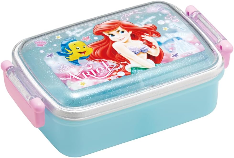 Skater (Skater) Bento Box for Kids, 450ml, Domed Lid for Easy Serving, Lunch Box, 1-Tier, Made in Japan, Disney, Ariel, 24, for Girls, RBF3ANAG-A
