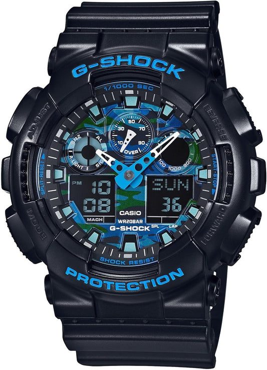 Casio G-Shock Quartz Men's Watch GA-100CB-1A Blue Camouflage
