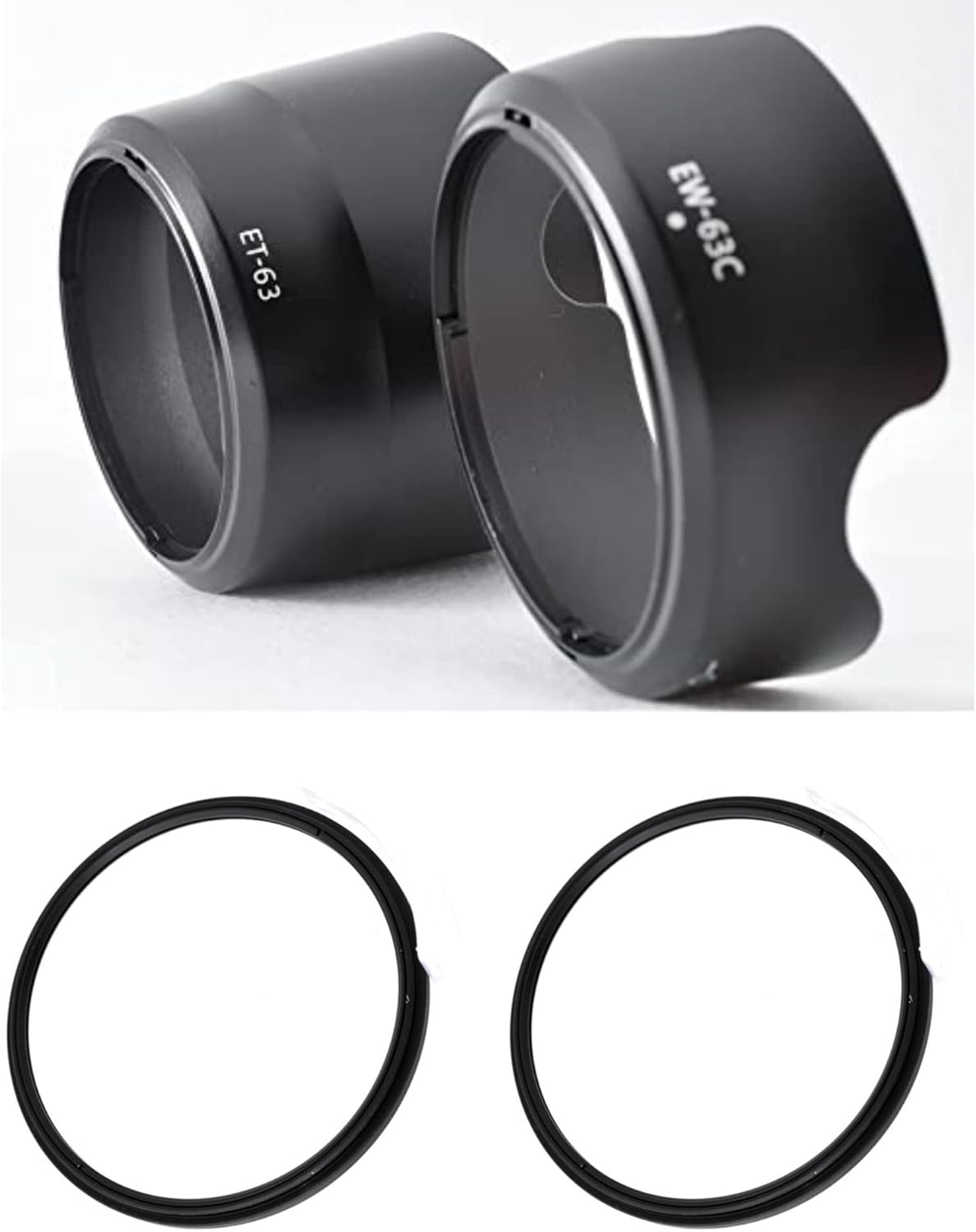 ATAK Compatible Canon Lens Hood EW-63C ET-63 58mm Filter 2 Pack Black for Canon EOS Kiss X10 X9i X9 X8i X7i Double Zoom Lens Kit