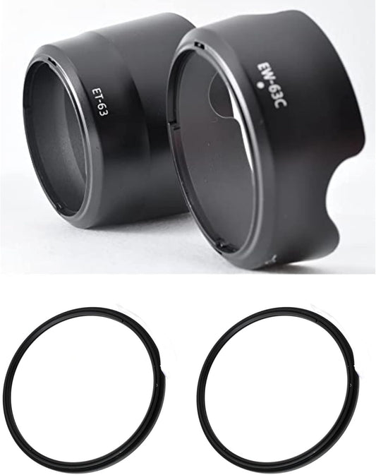 ATAK Compatible Canon Lens Hood EW-63C ET-63 58mm Filter 2 Pack Black for Canon EOS Kiss X10 X9i X9 X8i X7i Double Zoom Lens Kit