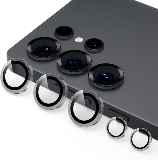 Podick Lens Cover for Galaxy S25 Ultra Camera Film 9H Tempered Glass Aluminum Alloy High Transmittance Galaxy S25 Ultra Camera Protection Anti-Scratch Shockproof Black Edge Over Exposure Anti-Shatter