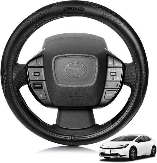 Steering Wheel Cover, Compatible with Toyota Prius 60 Series, High Quality Genuine Leather, Steering Cover, Stylish Design, Moisture Permeable, Abrasion Resistant, Waterproof, Stain