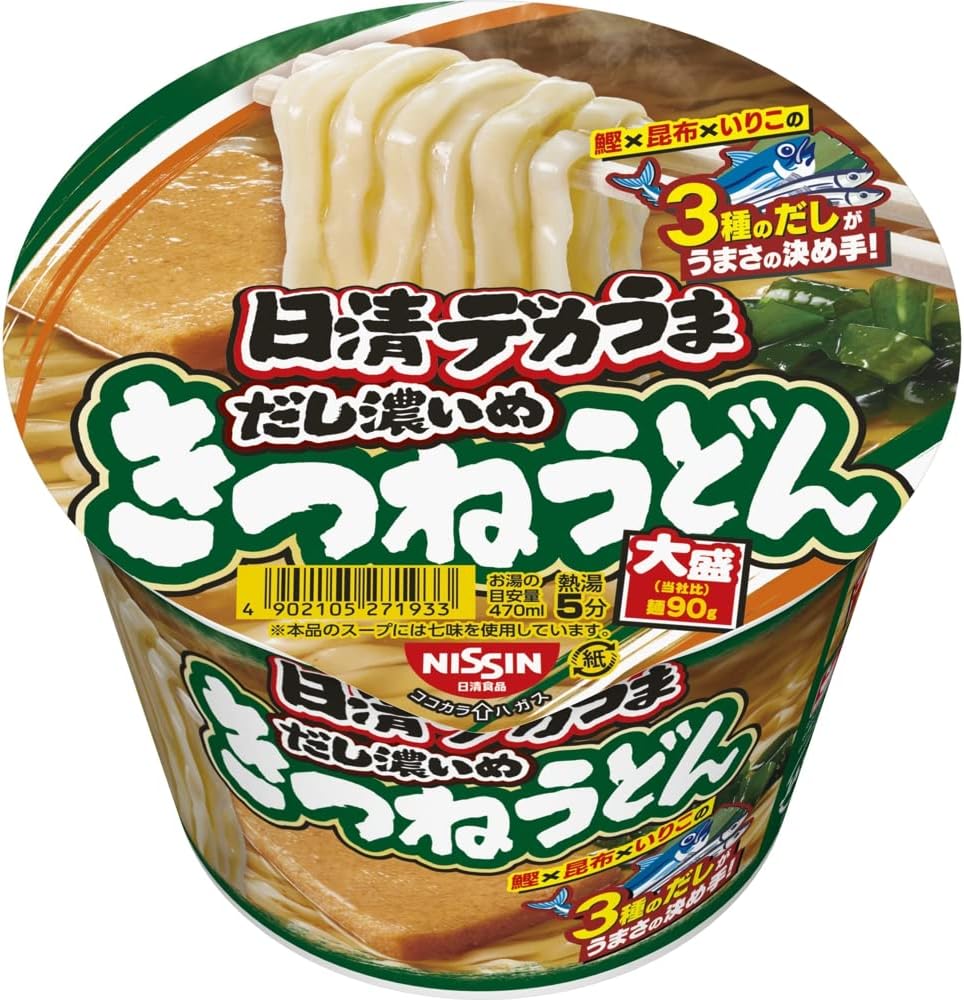 Nissin Foods Nissin Deca Uma, Fox Udon, Thick, 3.7 oz (106 g) x 12 Packs