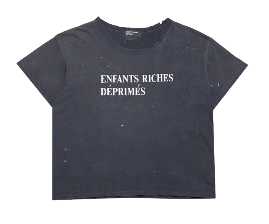 ENFANTS RICHES DÉPRIMÉS 'DAMAGED BLACK' CLASSIC LOGO TEE