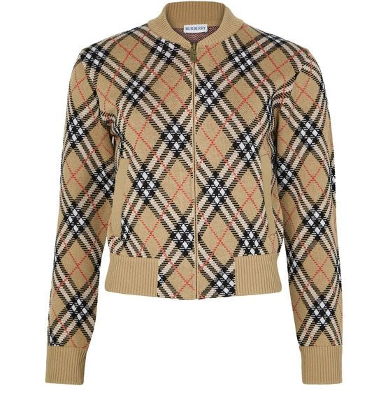 BURBERRY Check zipped cropped cardigan - Image 1