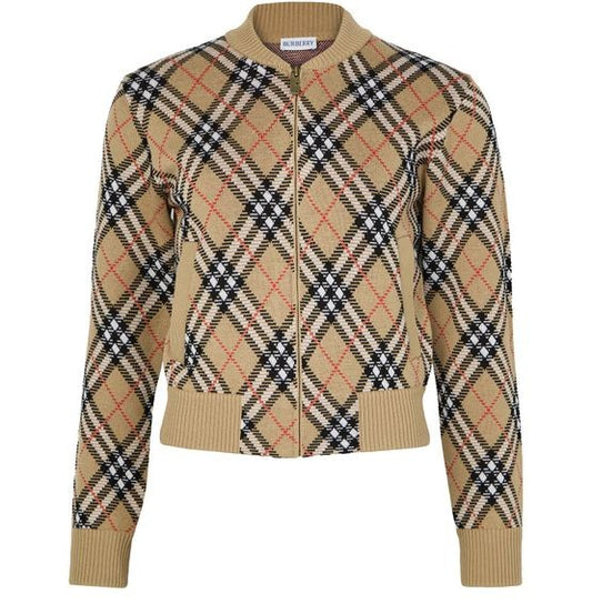 BURBERRY Check zipped cropped cardigan - Image 1