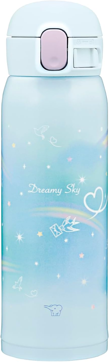 Zojirushi SM-WH48-AZ Water Bottle, 16.2 fl oz (480 ml), Cute Kids Mug, Easy to Clean, Seamless Stopper, Only 3 Pieces, For Kids, Hot & Cold Insulation, One-Touch Mug, Rainbow Blue