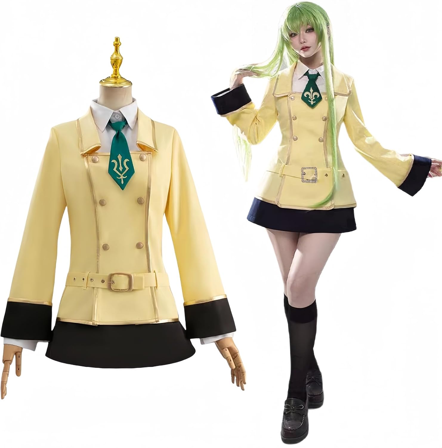 Essri Code Geass Lelouch of the Rebellion Cosplay Costume Ashford Academy Uniform C.C. Cosplay Dress for Christmas Halloween Holiday Gift