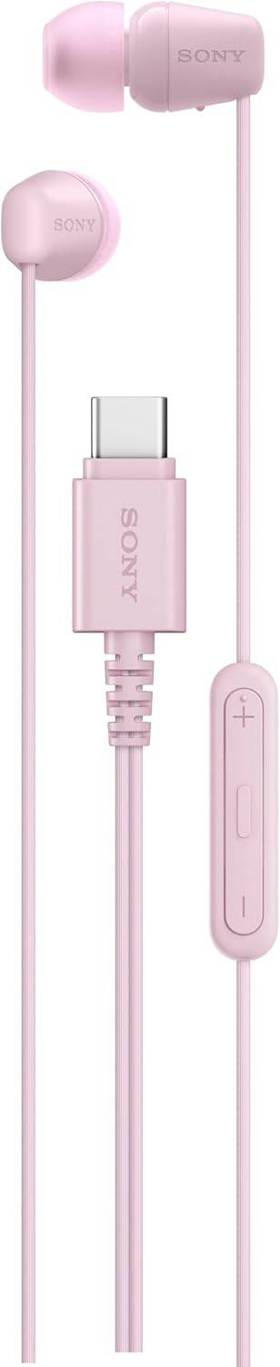 Sony IER-EX15C USB-C Plug Wired In-Ear Headphones for iPhone Android Cell Phones Built-in Multifunction Button Volume Microphone Control for USB Audio Class 1.0 Devices Pink